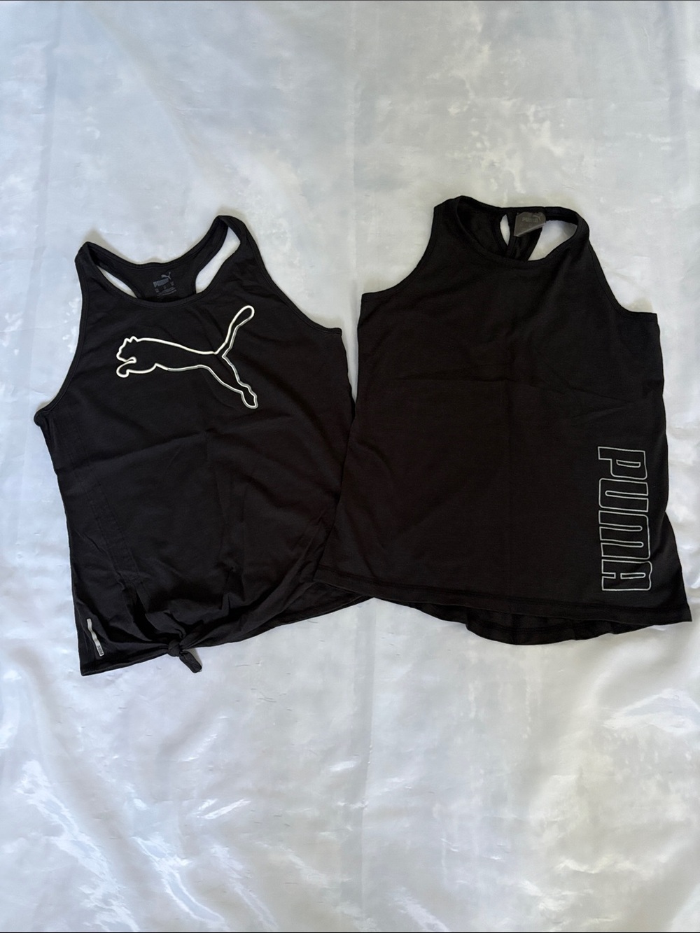 Puma Black Twin Graphic Workout Tank Tops